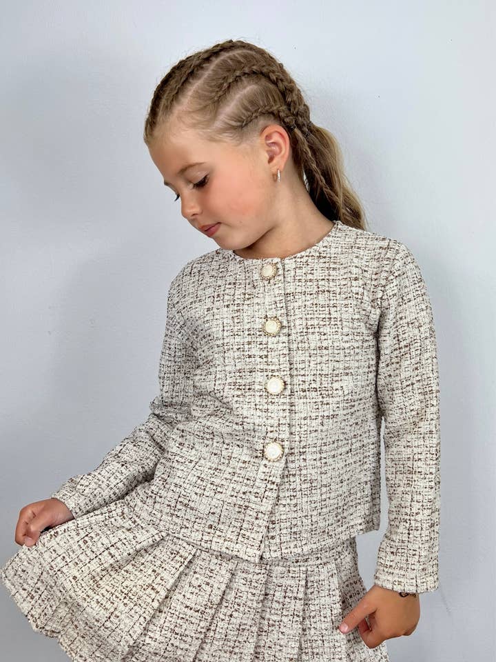 Textured tweed jacket for girl for wholesale by MINI MIGNON PARIS