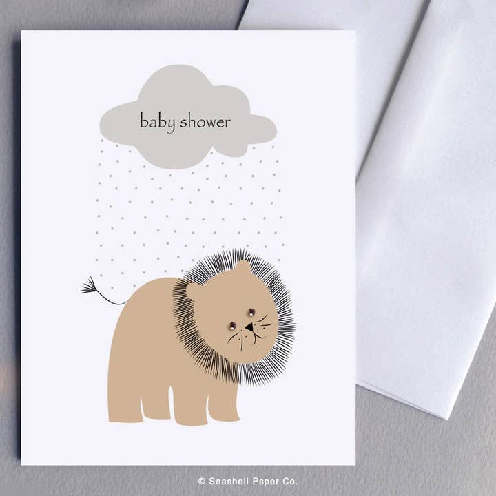 Ny Baby Shower Lion Card for engroshandel hos Seashell Paper Co.