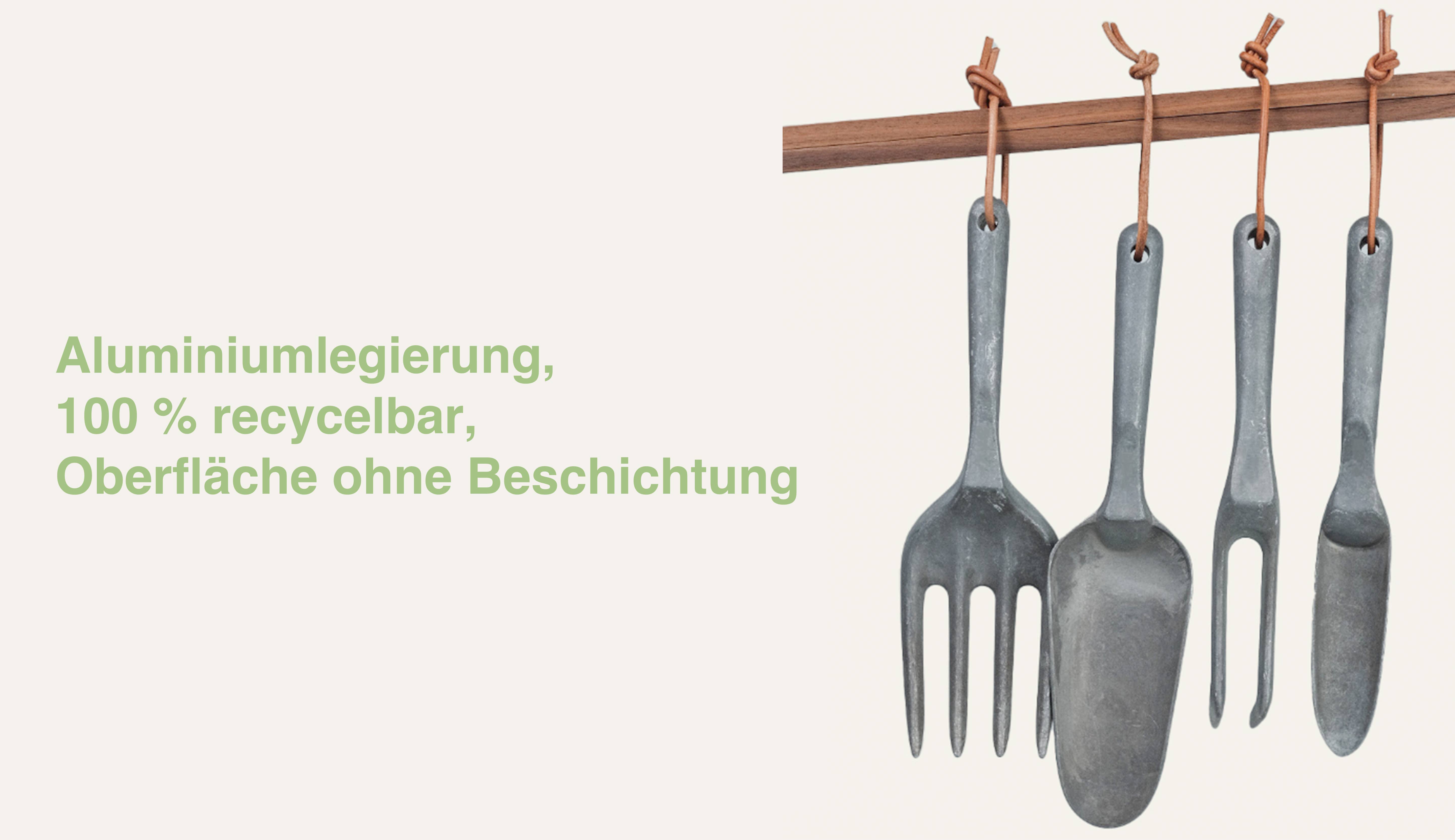 PUREGREEN GmbH – Engroshandel Haveværktøj – PG EcoAmour Aluminium Haveredskabssæt, 4-dele - Ergonomisk3