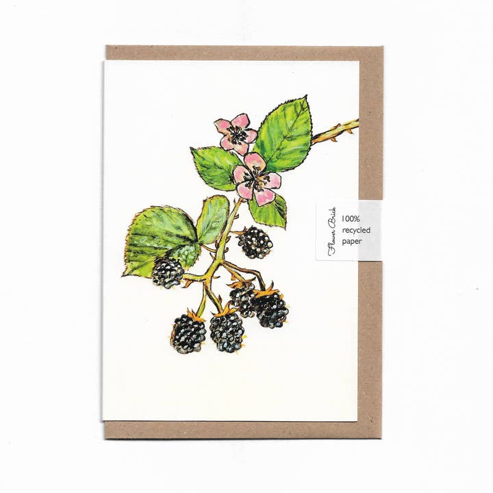 A6 100% Recycled "Blackberries" Greeting Card for wholesale by Flower Brick