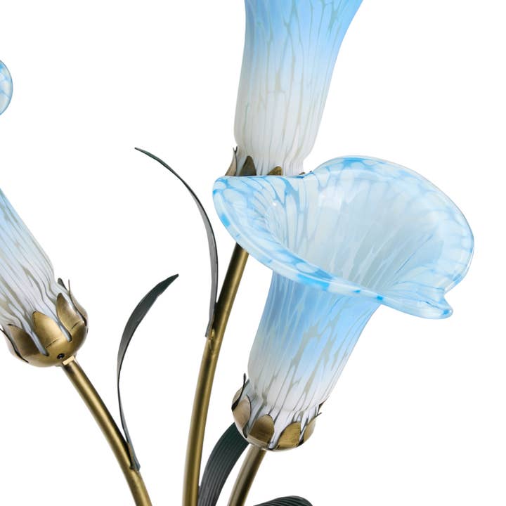 River of Goods - Wholesale Accent/Desk Lamp - 23.5"H Blue 3 Shade Handblown Glass Calla Lily Table Lamp8
