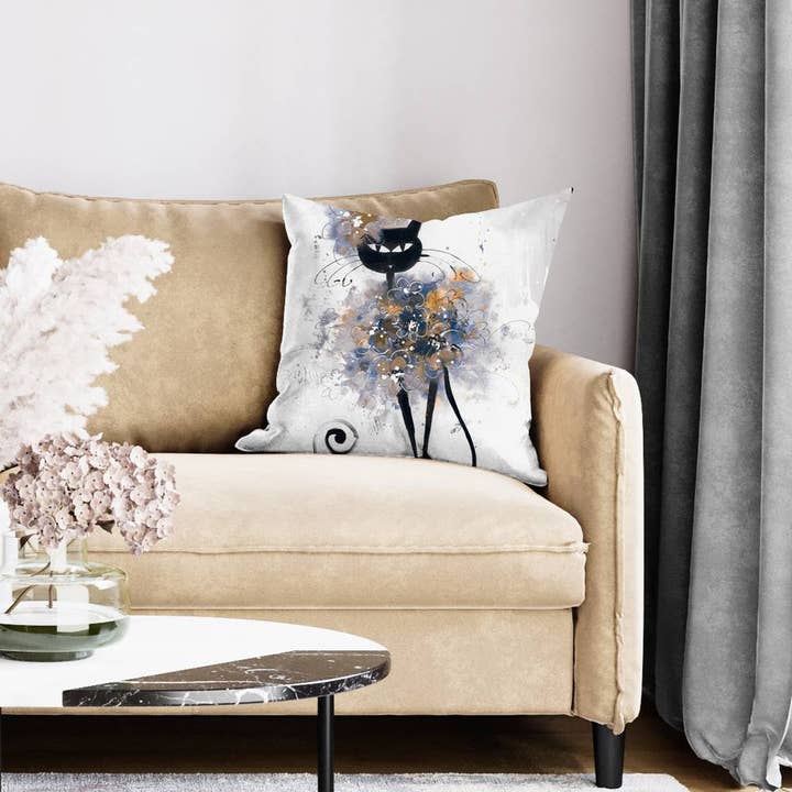 Giallo Gatto nero cartone animato | Cuscino interno 20 «x 20" in vendita all'ingrosso su Faire
