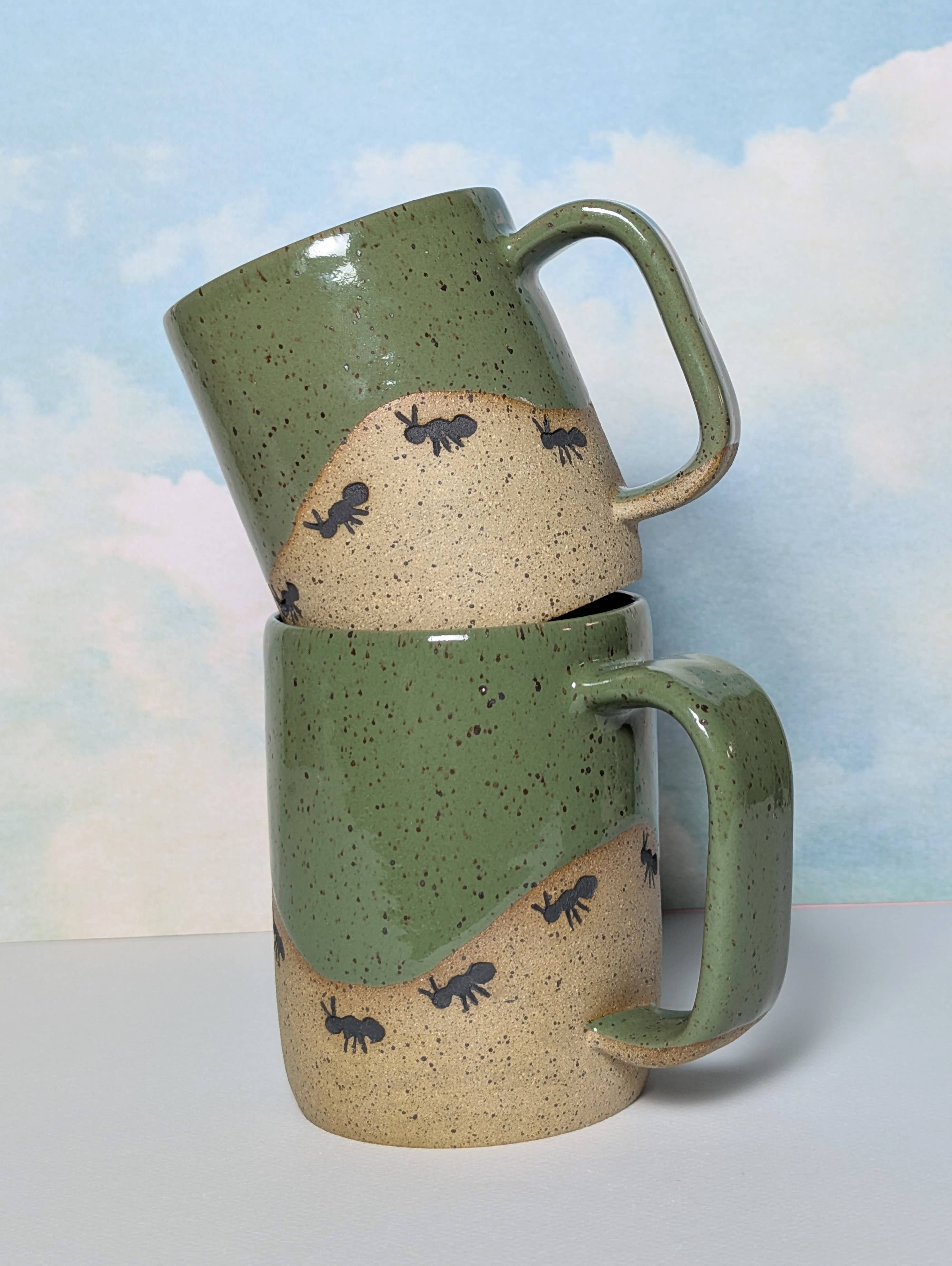 Osso Ceramics - Wholesale Coffee Mug - Ant Stamped Ceramic Mug, Ants on a Hill Mug7