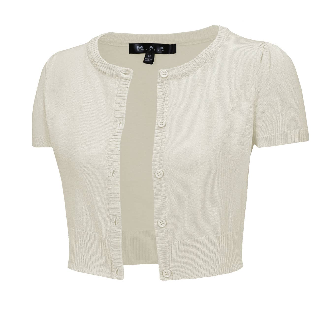 Mak - Vente Cardigan – femme - Cardigan court à col rond à manches courtes CB053620