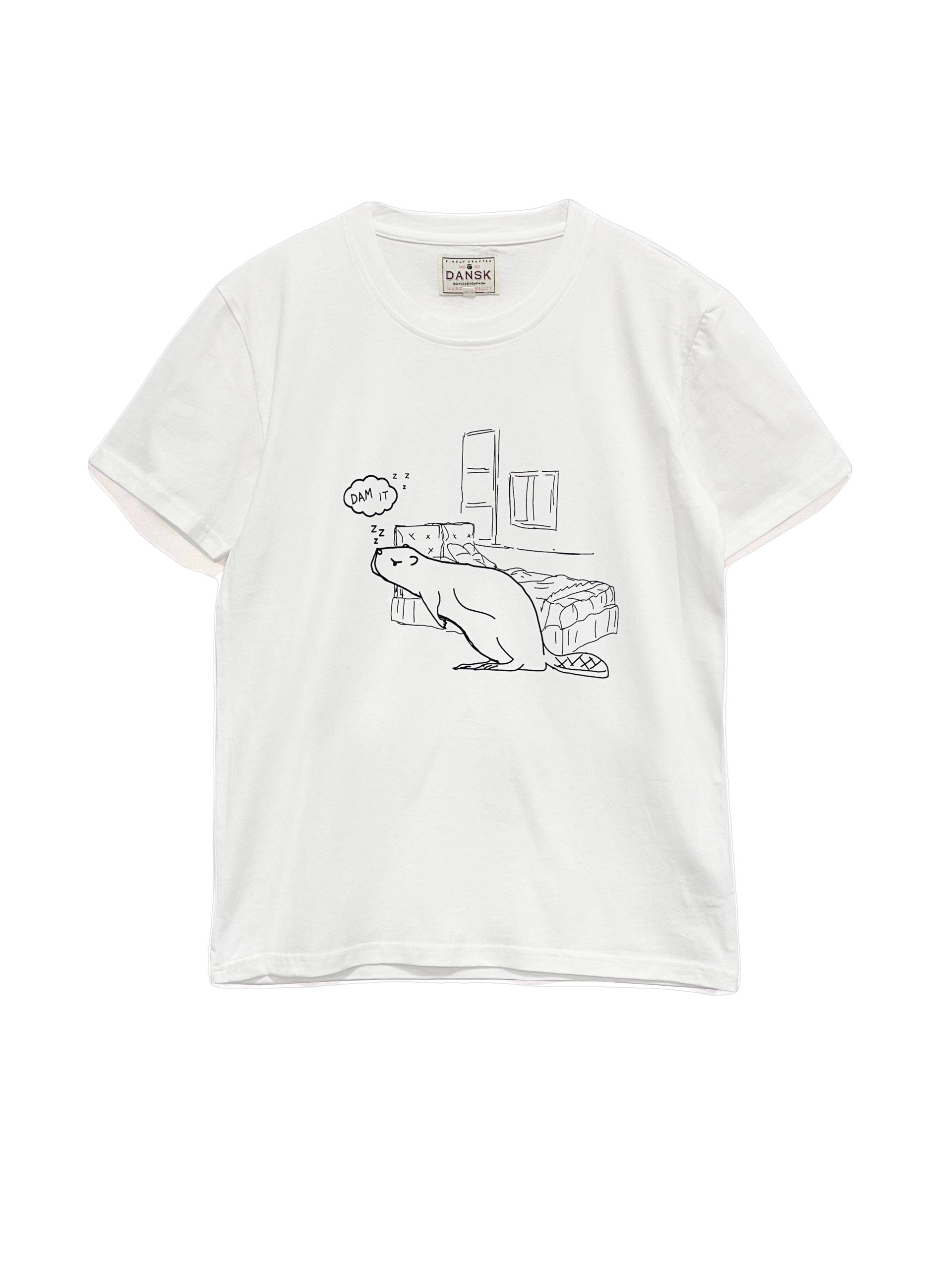 Dansk Bomuldskompagni - Wholesale Screen Printed T-Shirt - Unisex - Beaver Tee (Økologisk Bomuld) - Off White0