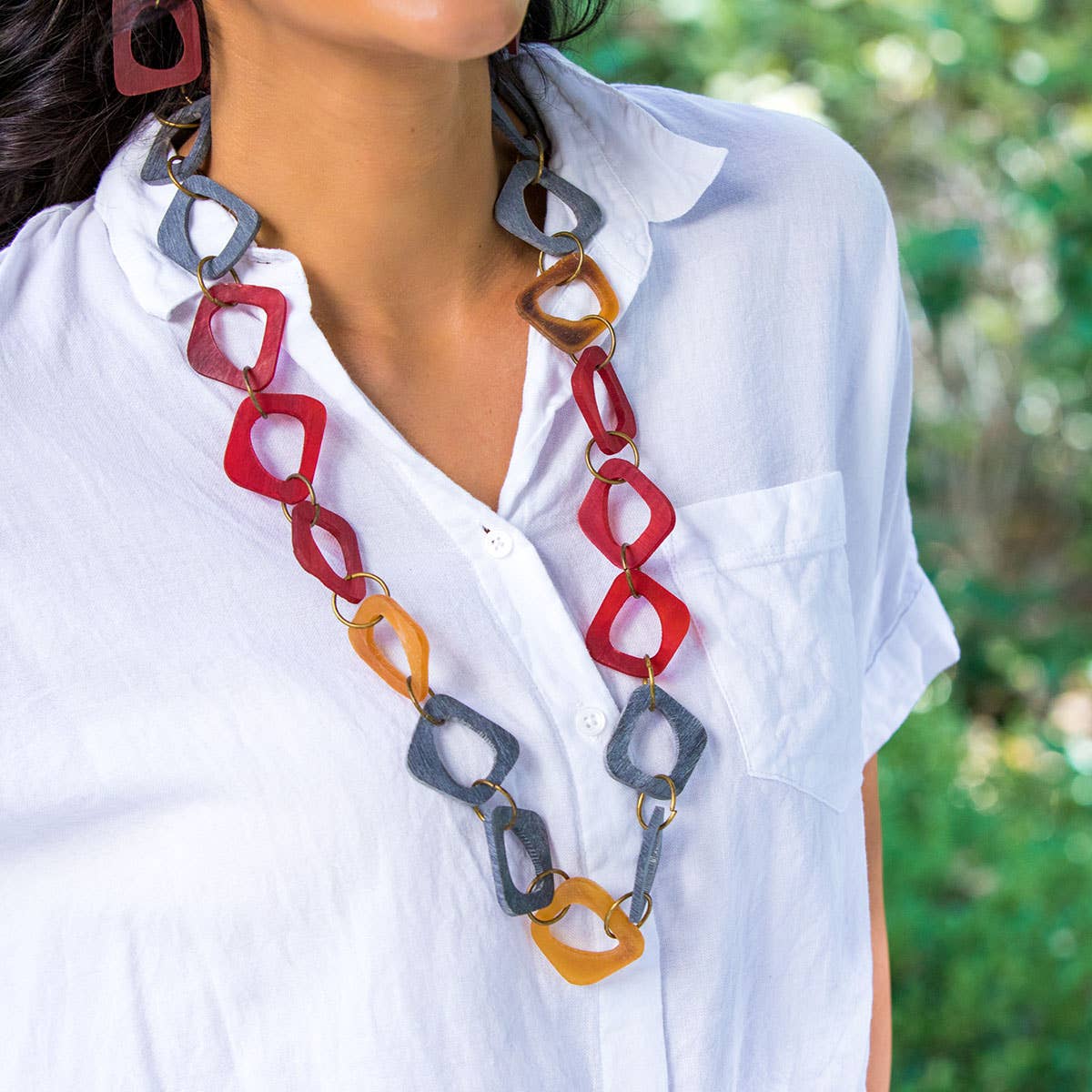 Anju Jewelry - Wholesale Link & Chain Necklace - Omala Autumn Neutrals Collection Necklace - Abstract Shapes6