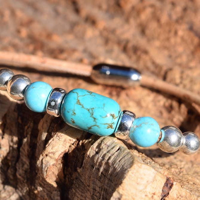 Turquoise Howlite Gemstone Cork Bracelet for wholesale by Cork Tree Designs