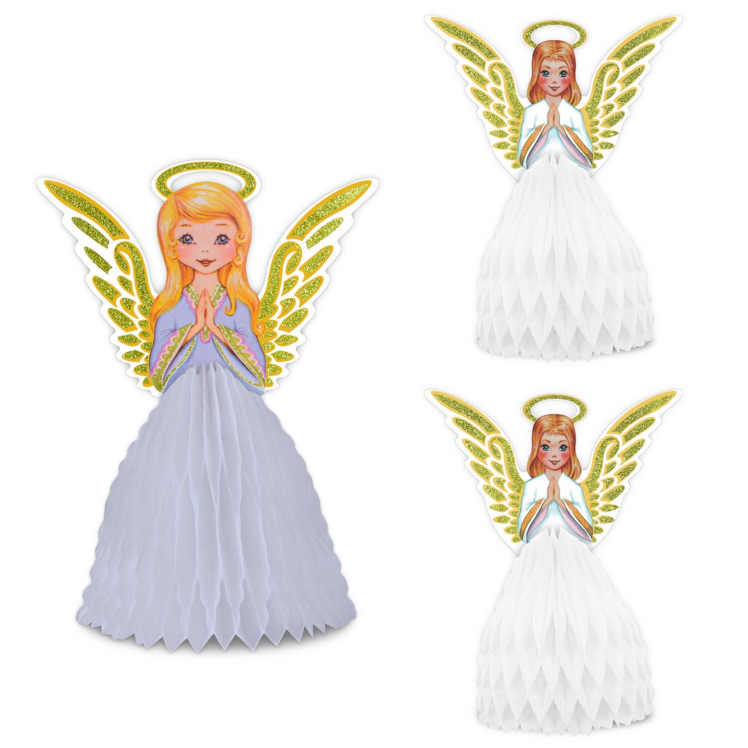 Beistle - Wholesale Christmas Decoration - Vintage Christmas Angel Centerpiece Set of 3, 11½" & 8"0