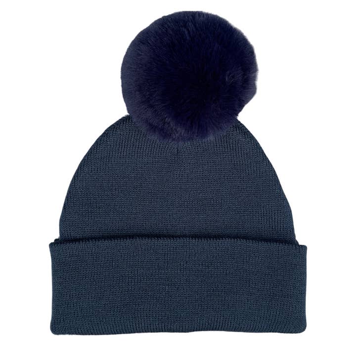Himmelberg Baby - Wholesale Beanie - Kids - Single Pom Pom Baby/Kid's Navy Beanie Hat, 0 to 8 Years7