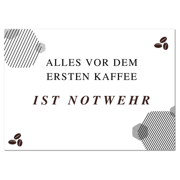 Postkarte "Alles vor dem ersten Kaffee ist Notwehr" für den Großhandel von Rabenmütter Verlag UG