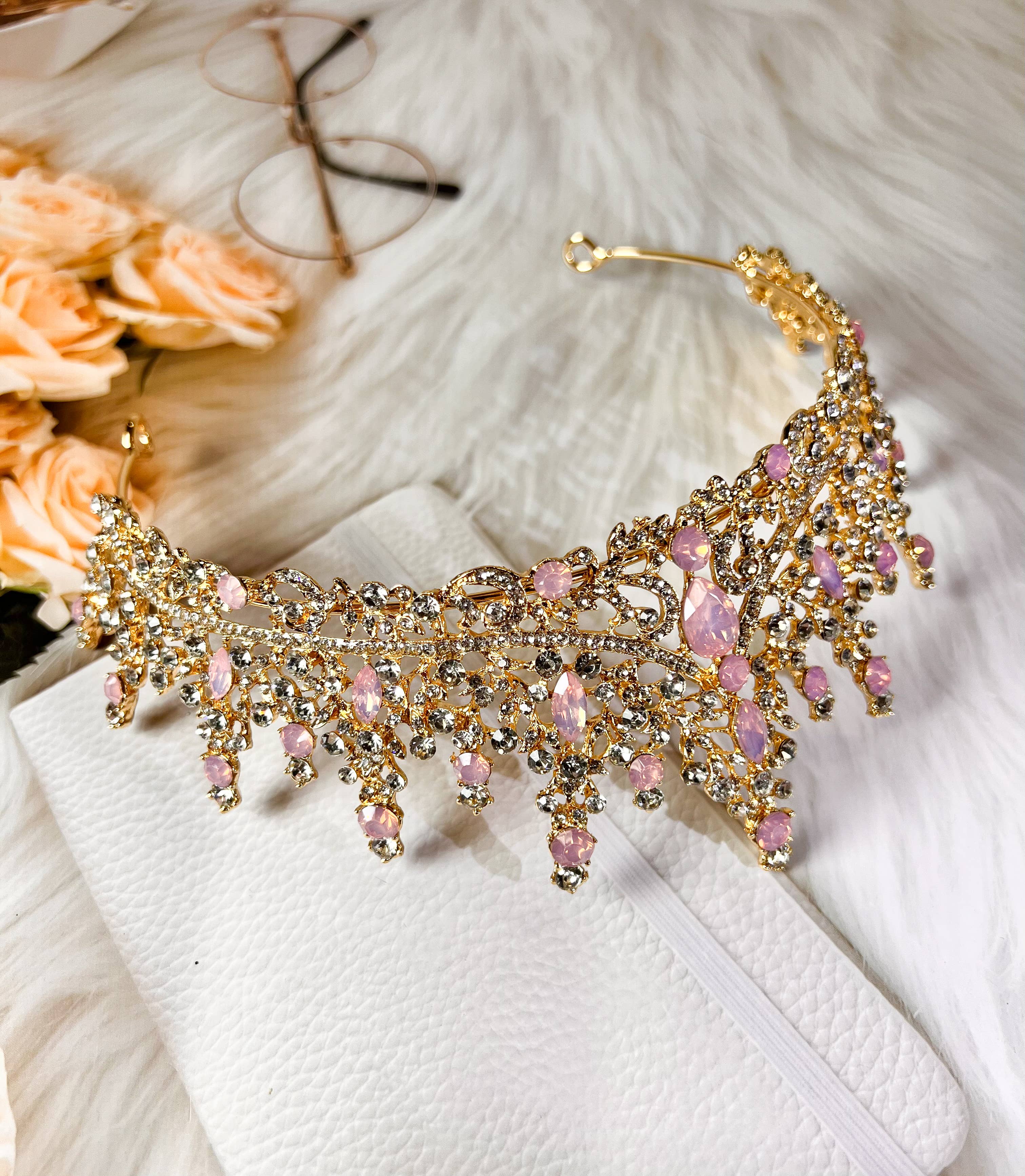 Happy Dream Gifts - Wholesale Tiara - Women's - Pink Tiara Crown for Women, Princess Quinceanera Headpiece3