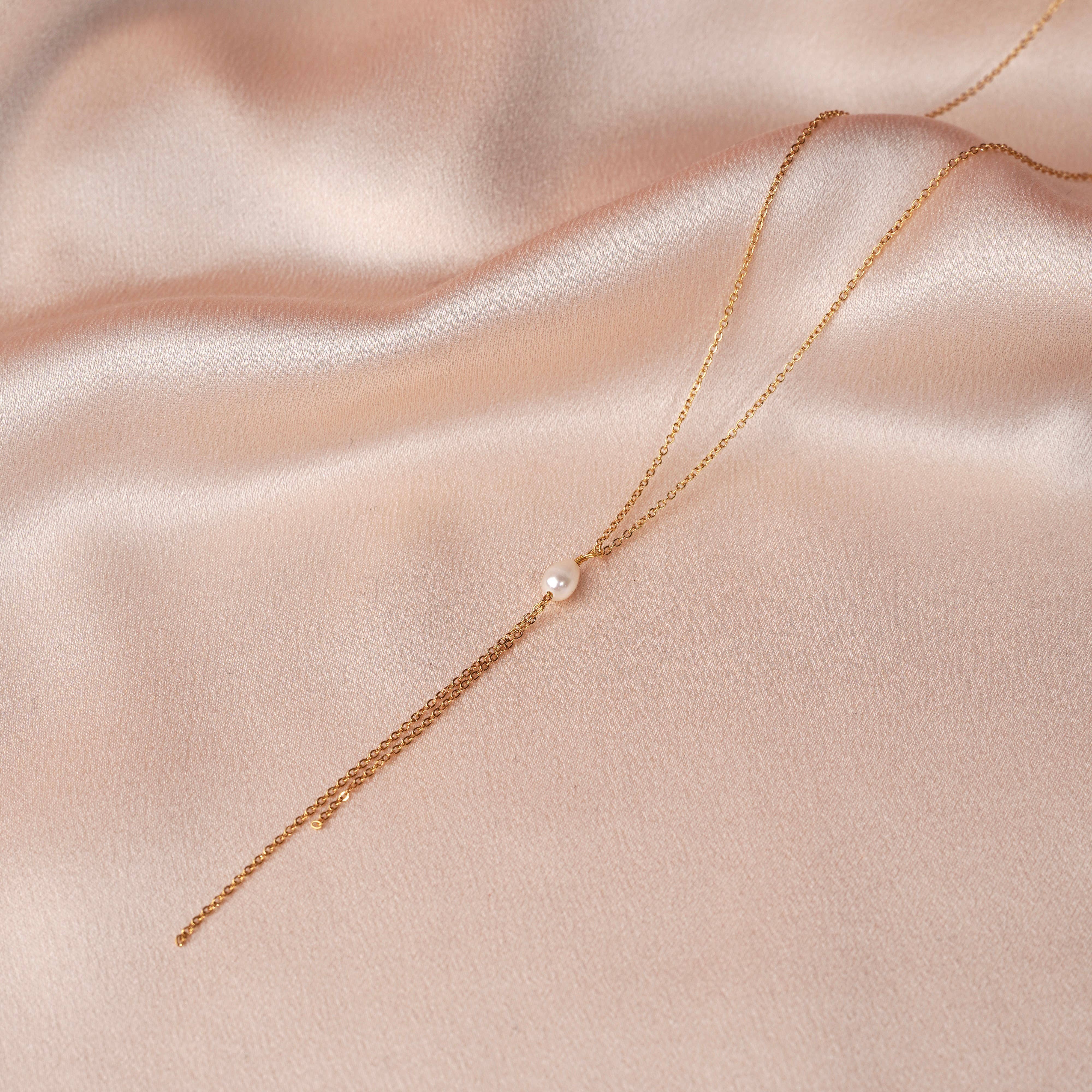 Victoire Collection - Wholesale Y-Neck/Lariat Necklace - Freshwater Pearl Stainless Steel Long Women's Necklace2