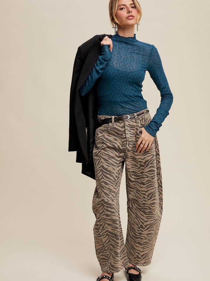 Jeans med zebramönster och vid, lätt avsmalnande passform för wholesale av Listicle