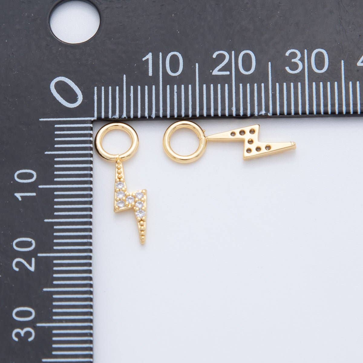 Aim Eternal - Wholesale Dangle Earrings - 18K Gold Filled Micro Paved Thunder Lightning Bolt Add-On Drop Earring Charm | AF7471