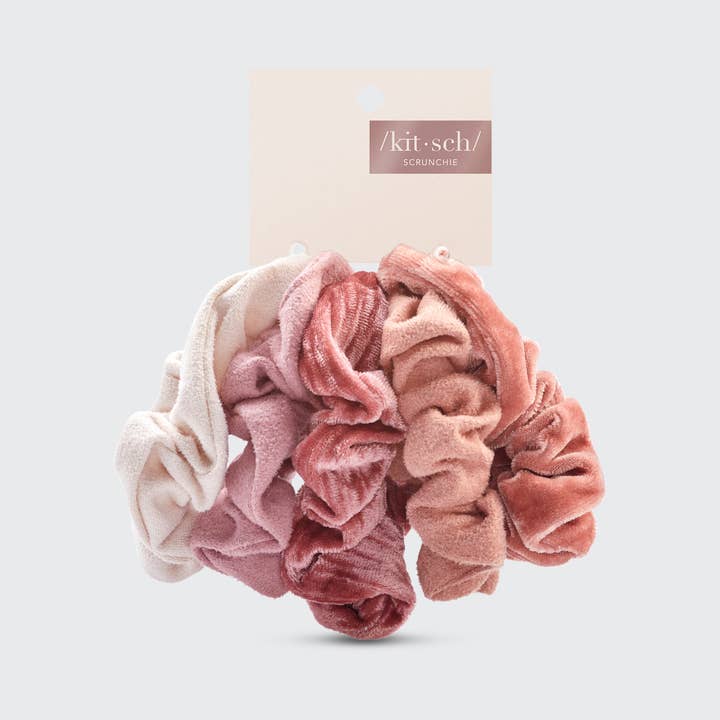 KITSCH - Wholesale Scrunchie - Women's - Velvet Scrunchies - Blush and Mauve