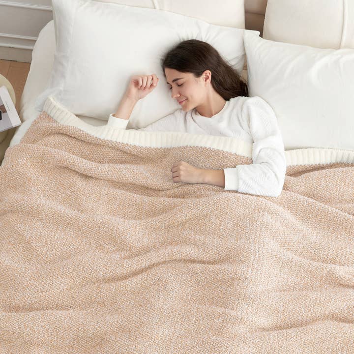 SS Heather Color Soft Knitted Throw Blanket Queen90*90" for wholesale by DreamValley