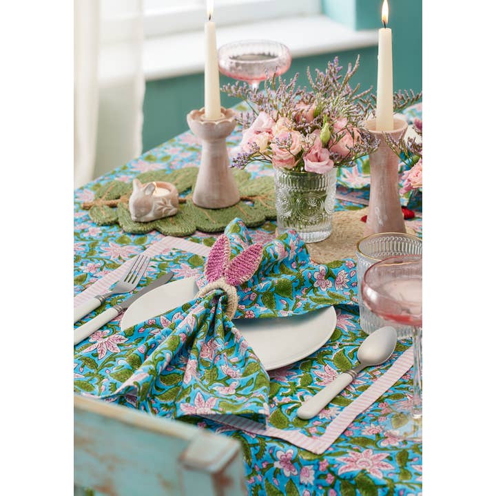 Namaste – Großhandel Papier- & Stoffserviette – Blockdruck-Serviette – Lilienmuster1