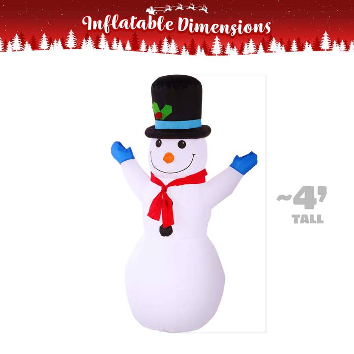 G128 - Wholesale Christmas Decoration - Inflatable Snowman Christmas Decor with LED Lights, 4FT6