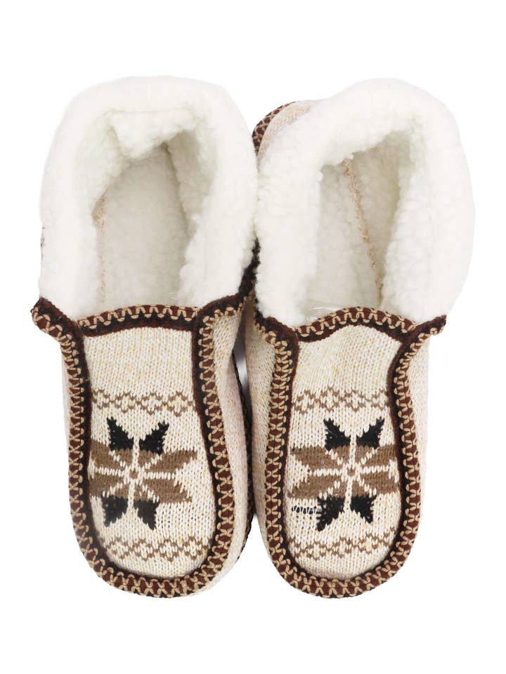 SURTIDO Zapatillas mocasín forradas de vellón tejido con copos de nieve de venta al por mayor en Faire3