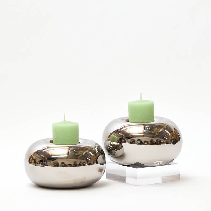 Choice Blooms - Wholesale Candle Holder - Chrome Donut Set0