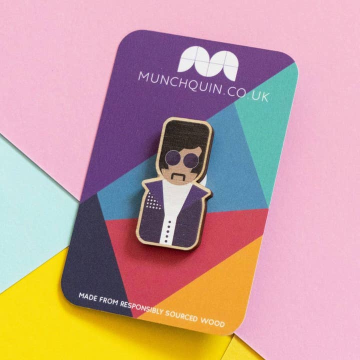 Prince wooden pin brooch for wholesale by Hey There Munchquin