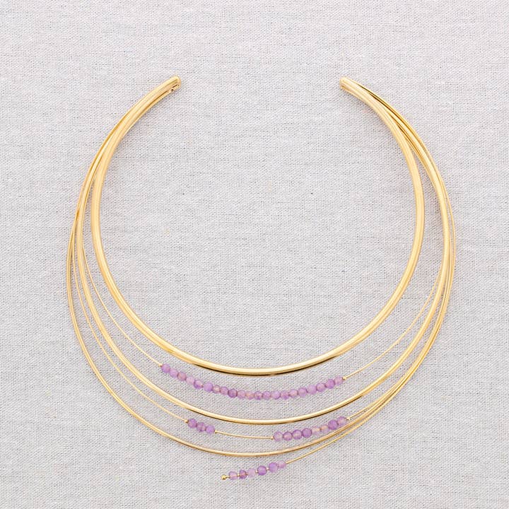 Sonata - Vente Collier ras-de-cou - Collier en acier, plusieurs rangées, cristaux à facettes4