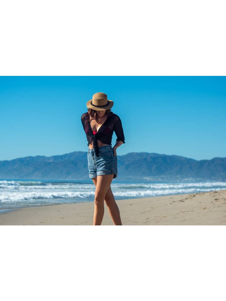 Bali Prema - Wholesale Cardigan - Women's - Summer Knit Sheer Cardigan Bolero Shrug Cover in Black4