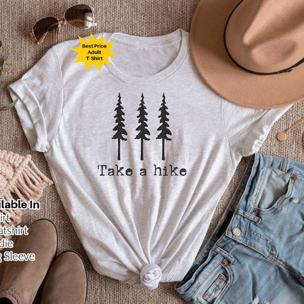 STRONG N FREE CDN - Venta al por mayor Camiseta serigrafiada - Mujer - Camiseta Take a Hike, camisa Nature, camisa de senderismo, Forest