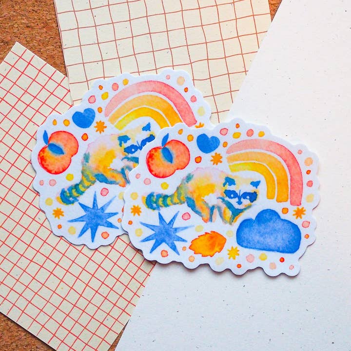 Adesivo Procione Arcobaleno per la vendita all'ingrosso da parte di Jo Studio