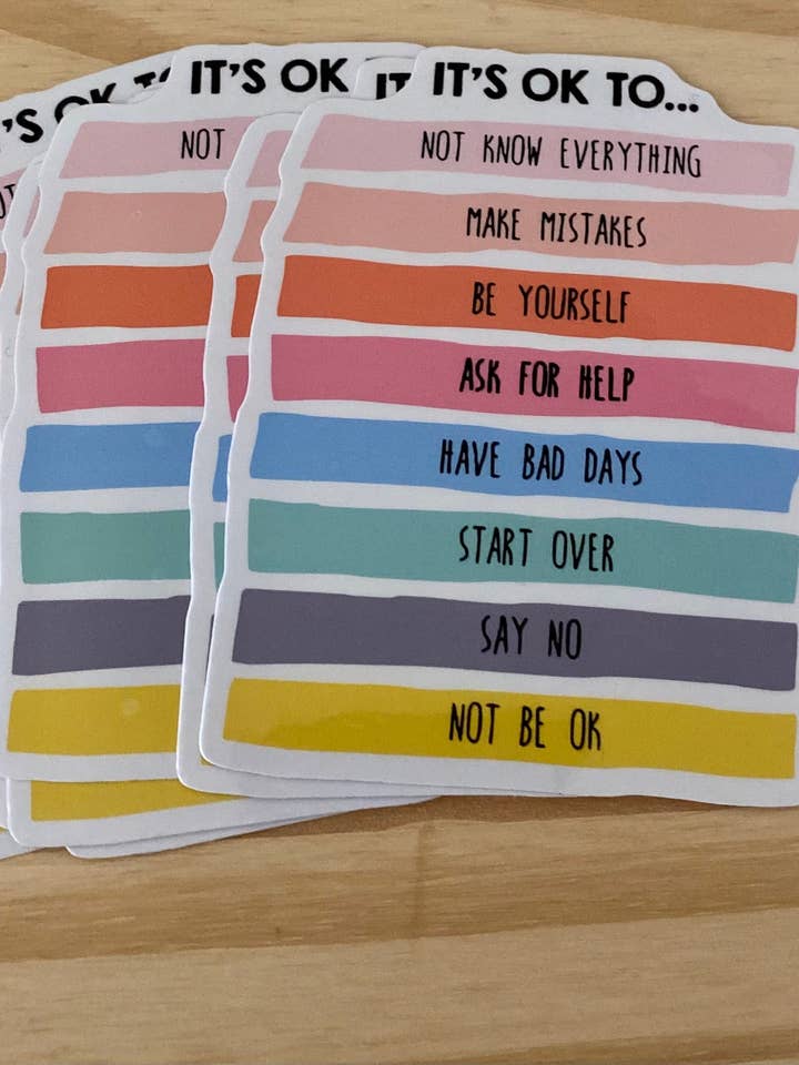 Mental Health Sticker "It's Ok" for wholesale by Lemonsgrace Designs
