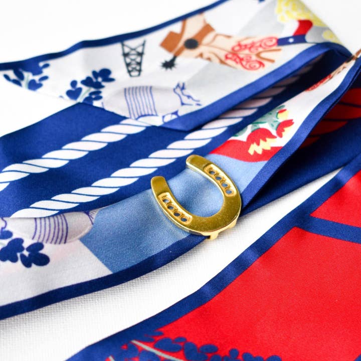 Saturday Silks - Wholesale Scarf Clip - Women's - Lucky Horseshoe Skinny Scarf Slider1