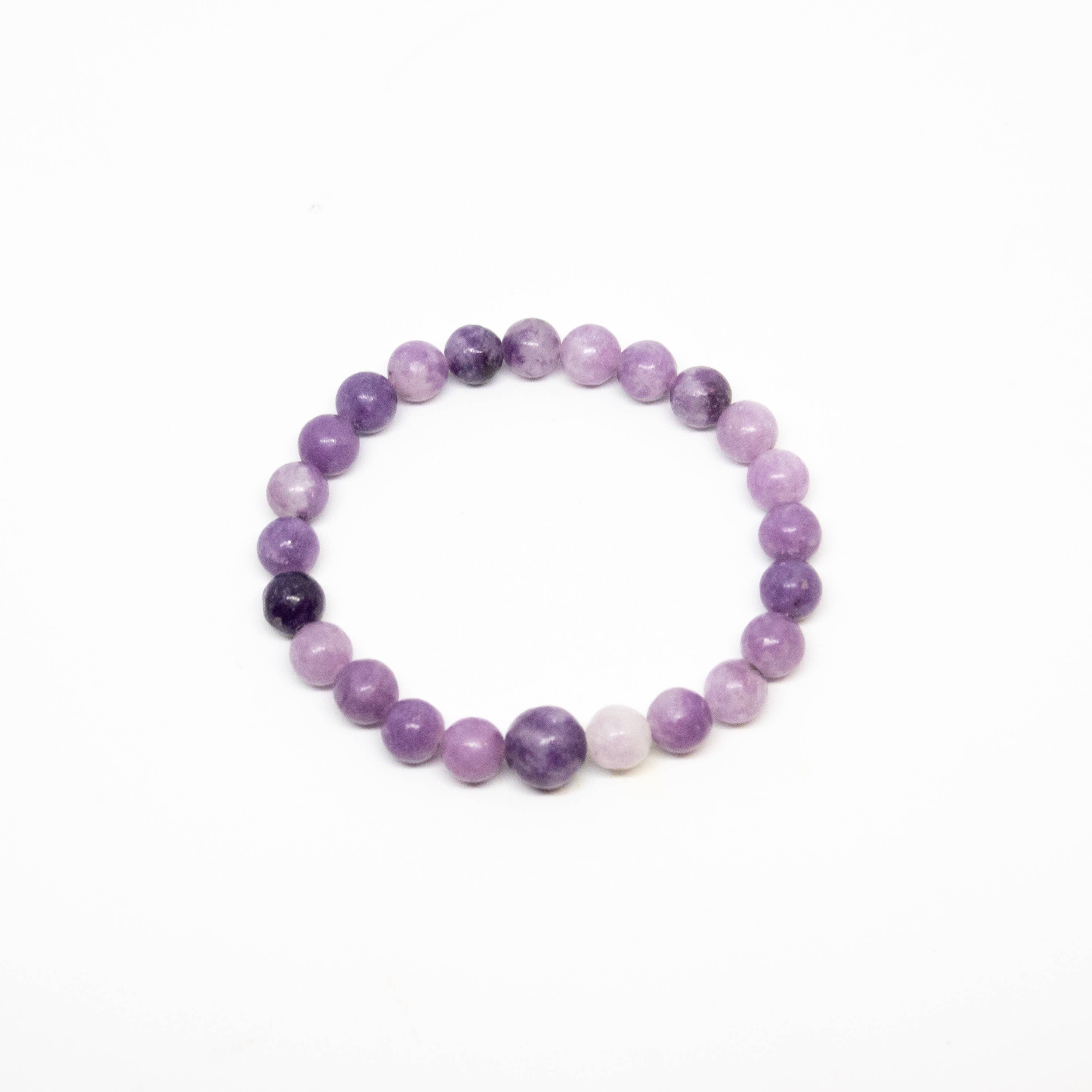 Namu Baru Inc. - Wholesale Beaded Bracelet - Lepidolite Beaded Bracelet Wrist Mala 8mm - Average Wrist3