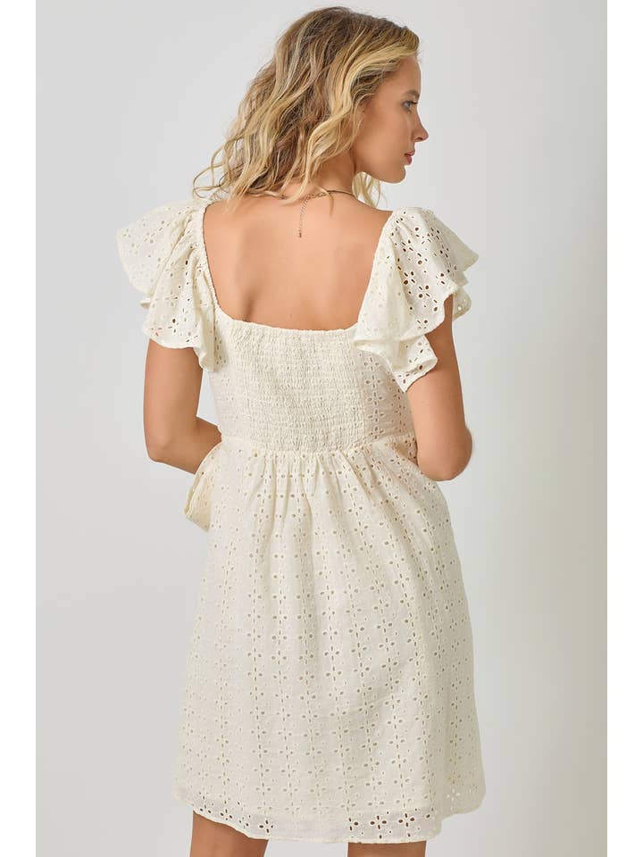 Mystree - Wholesale Dress - Women's - 61052 Surplice Neck Flutter Sleeve Tie Dress