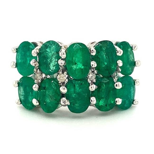 Emerald Ring in .925 Sterling Silver - KSR 19177 for wholesale by Kotawala Jewels