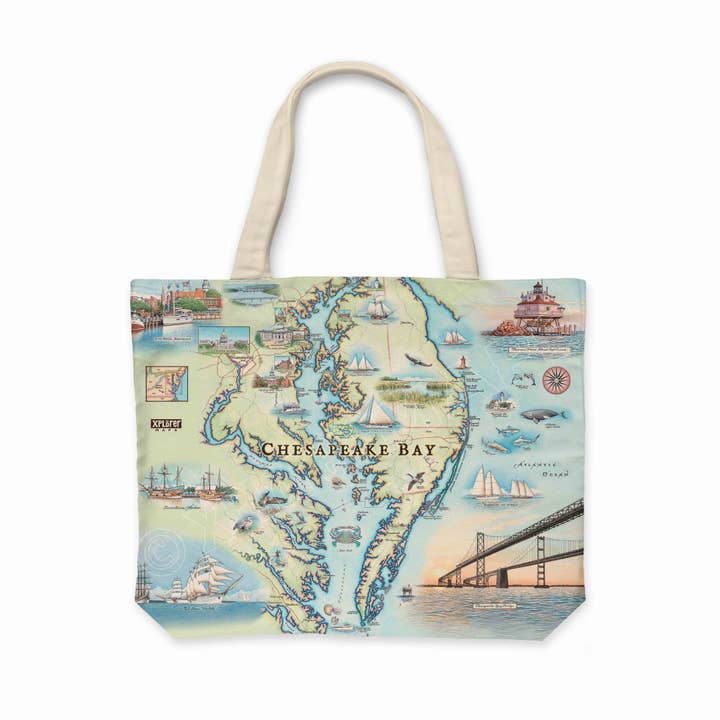 XPLORER MAPS - Wholesale Tote Bag - Unisex - Chesapeake Bay Map Canvas Tote Bag – Durable & Eco-Friendly