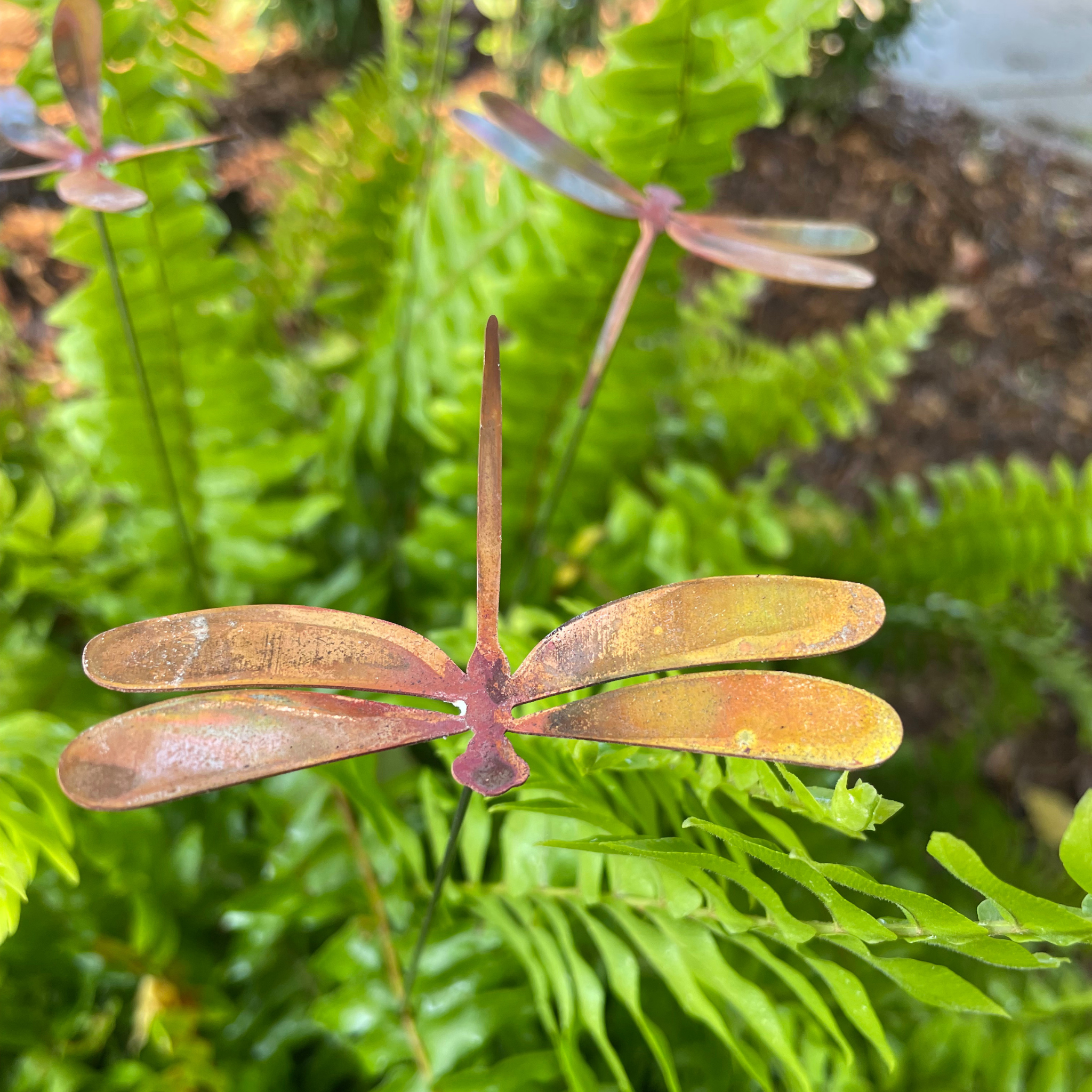 Clever Goods by Annabelle Noel Designs - Wholesale Garden/Lawn Stake - Medium Natural Copper Dragonflies2