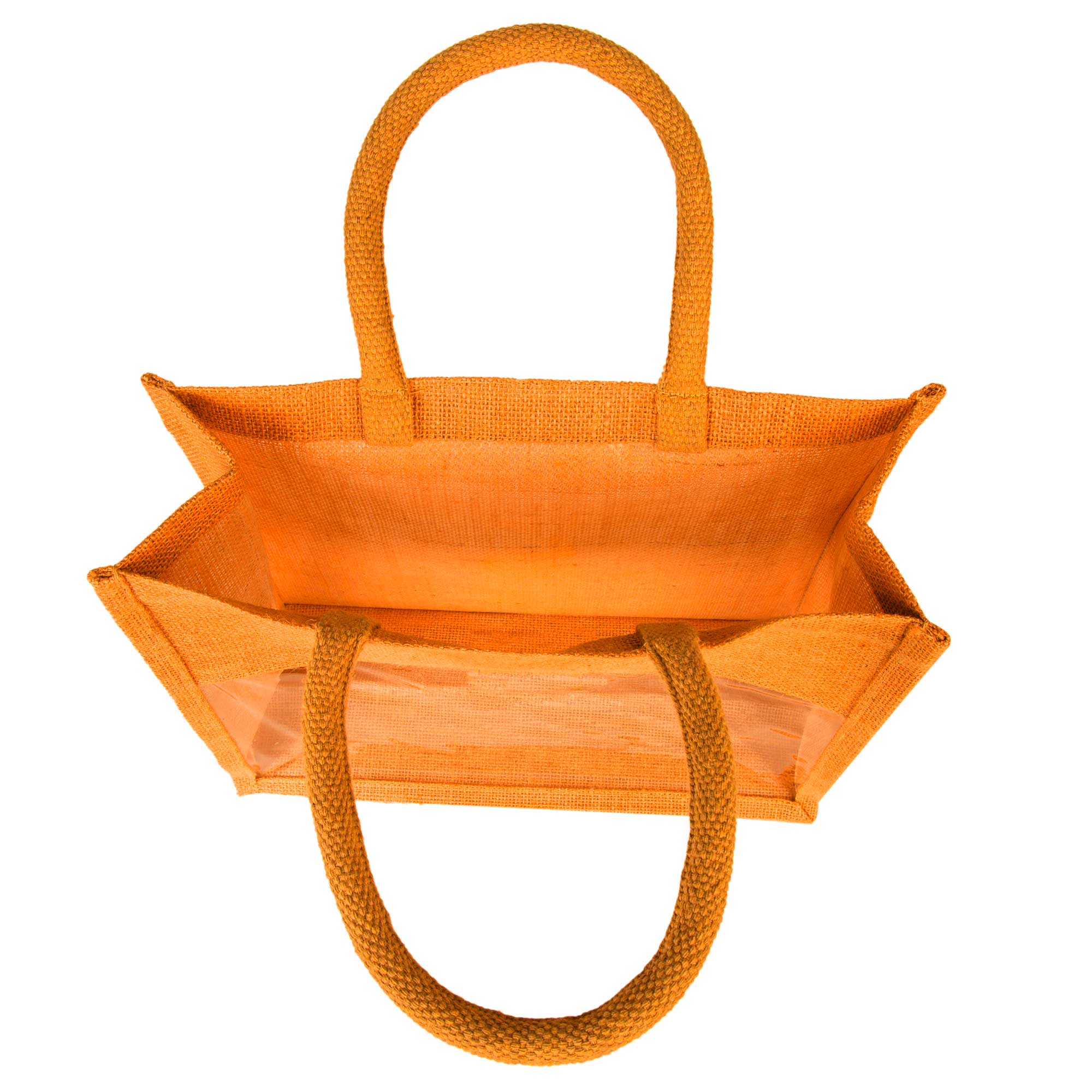 ecojutebags – wholesale Bärkasse - Unisex – Återanvändbara juteväskor – Set om 4 med PVC-fönsterpanel23