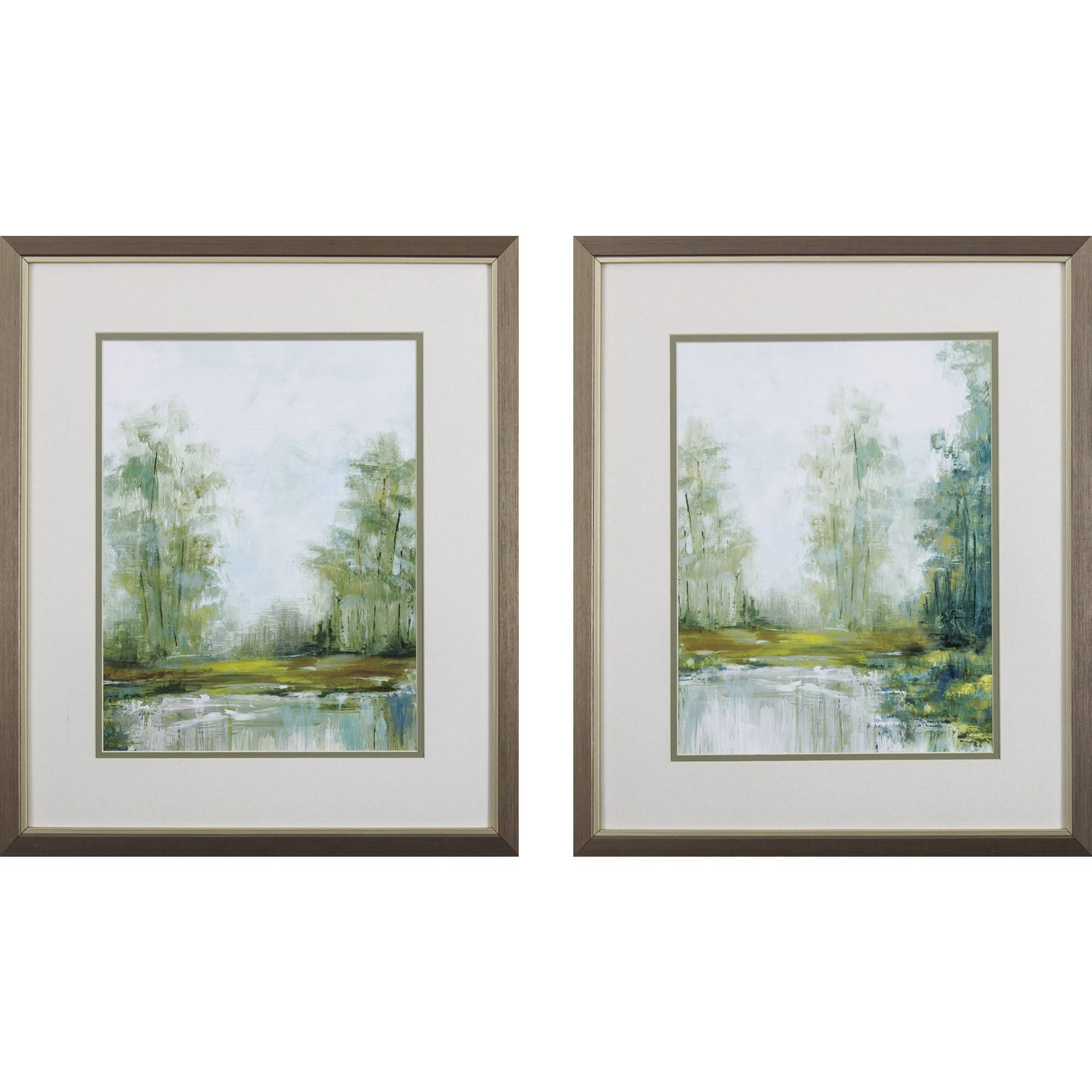 HomeRoots - Wholesale Gallery Wall Set - Set of Two Green Forest Landscapes Framed Wall Art1