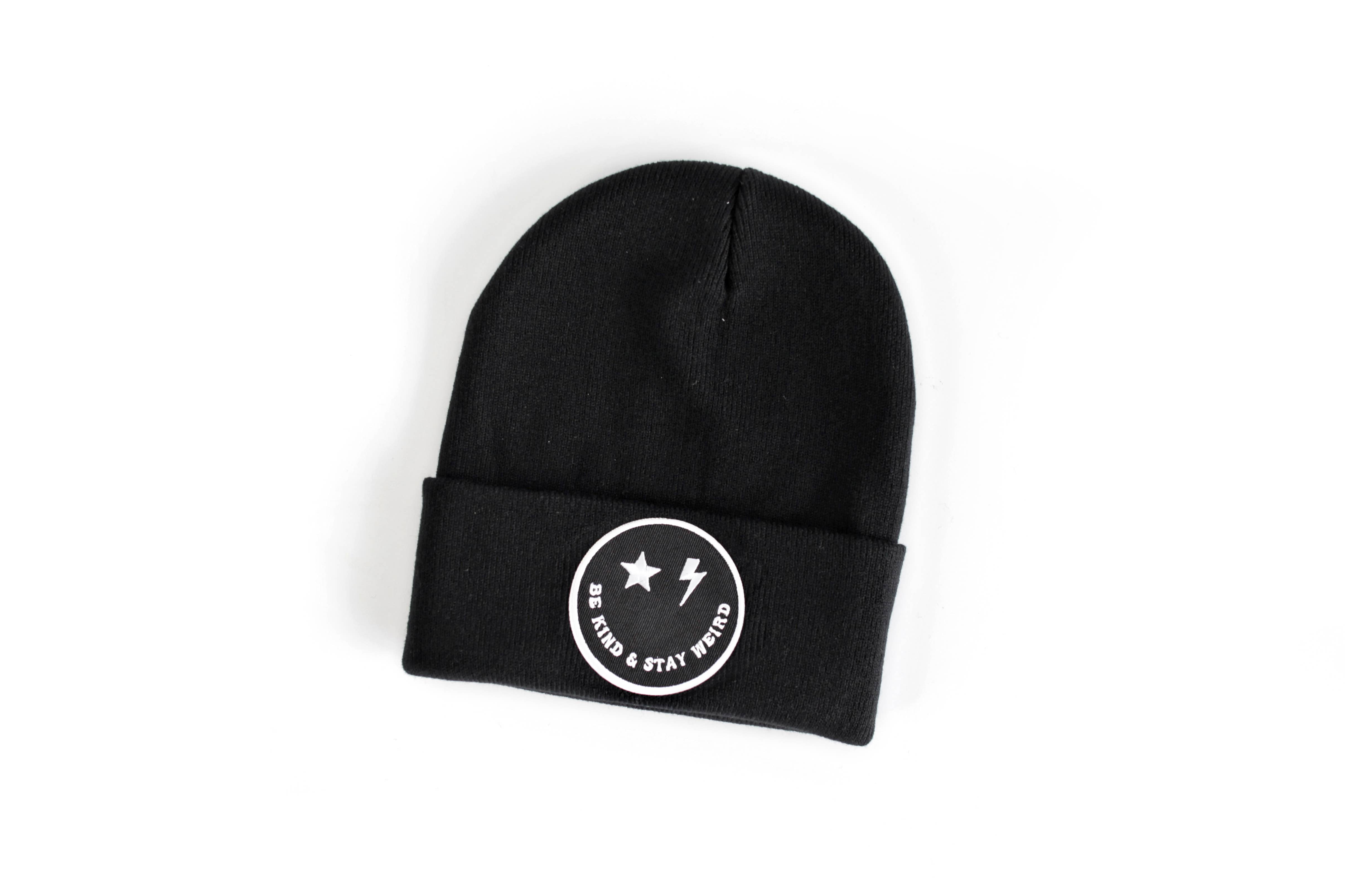 Electric Little Things - Wholesale Beanie - Unisex - Black Smiley Face Beanie Be Kind Stay weird Winter Hat