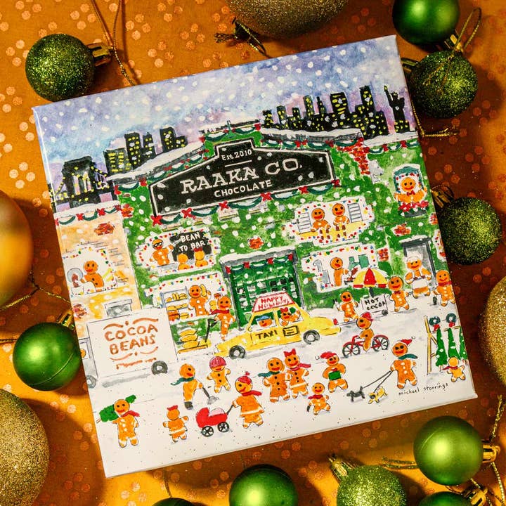 Raaka Chocolate - Wholesale Chocolate Box - Gingerbread Family White Chocolate Gift Box - Christmas