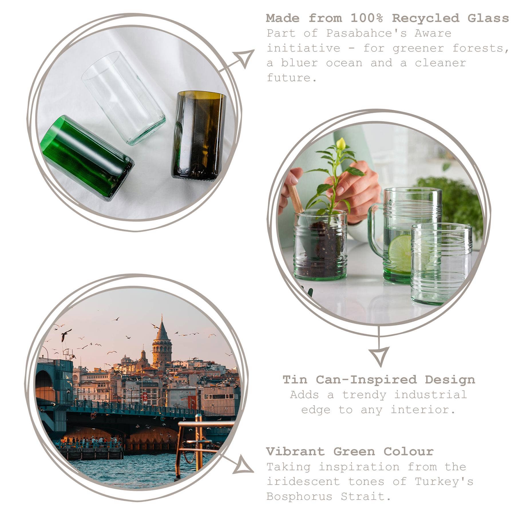 Rinkit Ltd - Wholesale Drinking Glass/Cup - 280ml Aware Tincan Recycled Glass Tumbler2