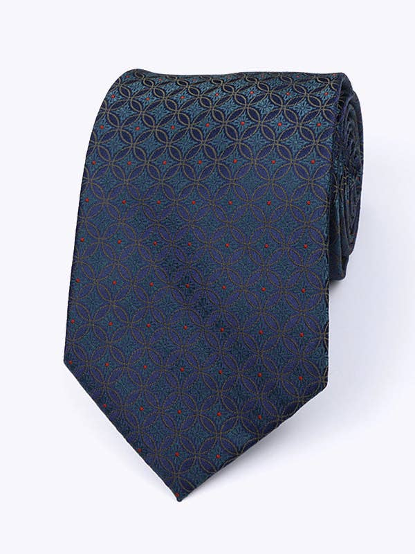 Blue Tie No. 2 with Patterns for Men in Polyester "Edmond" for wholesale by Unipap's