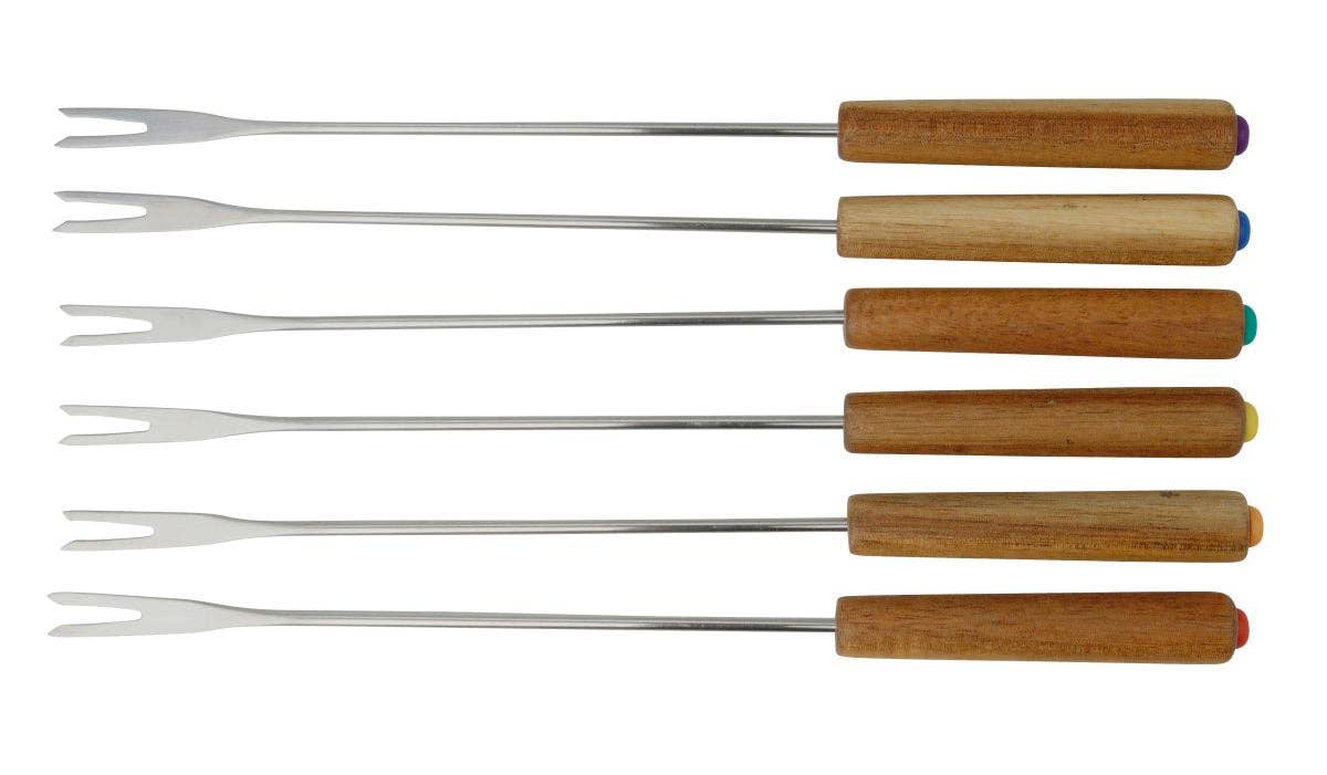 Fackelmann - Wholesale Kitchen Fork - Set of 6 fondue forks with FSC wood handles1