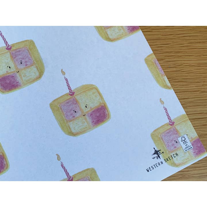 Western Sketch - Wholesale Flat Wrap - WS258 Battenberg Cake Gift Wrap | FSC Paper2