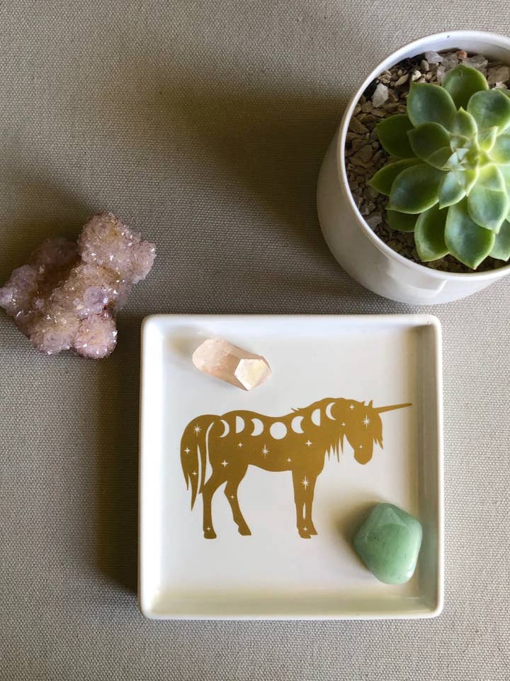 Prato Catchall quadrado do unicórnio cósmico por atacado de Wishcraft Goods