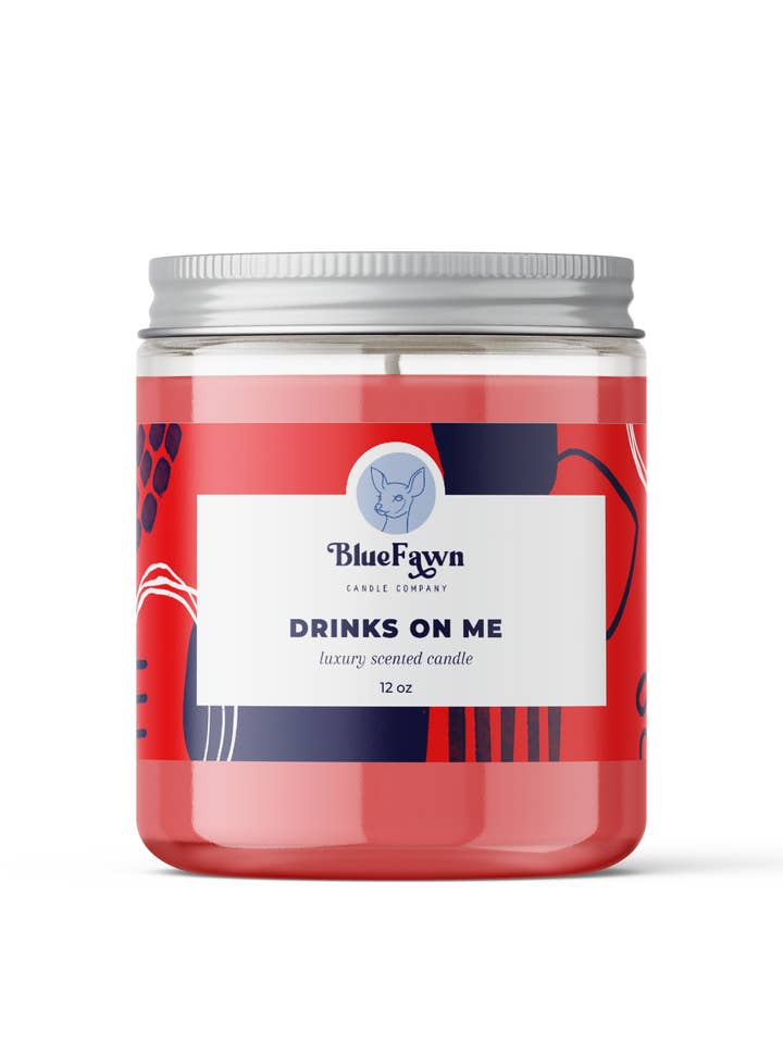 Drinks On Me - Raspberry and Coconut Scented Candle for wholesale by Blue Fawn Candle Company
