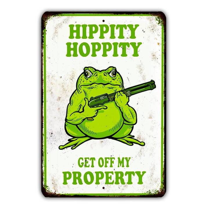 Game Time Prints - Wholesale Sign - Hippity Hoppity get off My Property Vintage Metal No Trespassing Sign