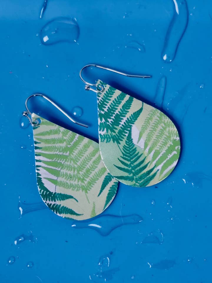 Ferns In Heaven upcycled earrings for wholesale by Not Nice