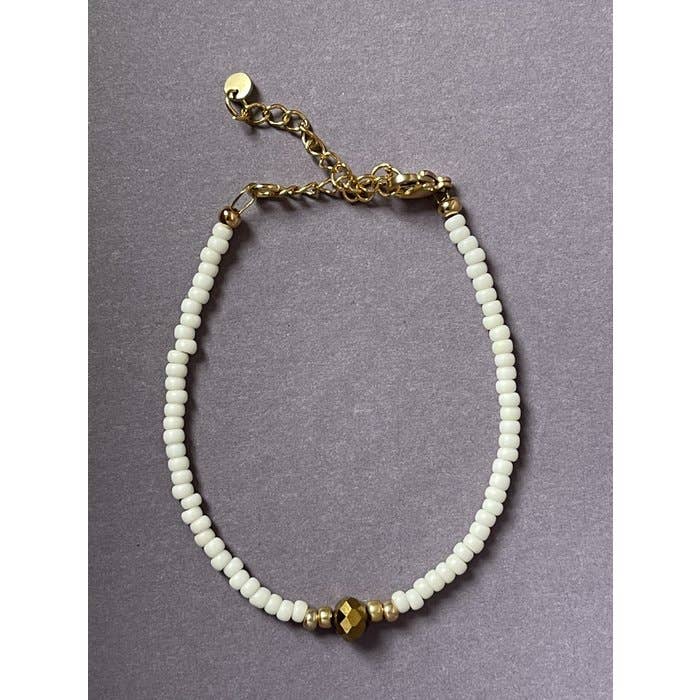 BillieLillie Sieraden - Wholesale Beaded Bracelet - white faceted bracelet0