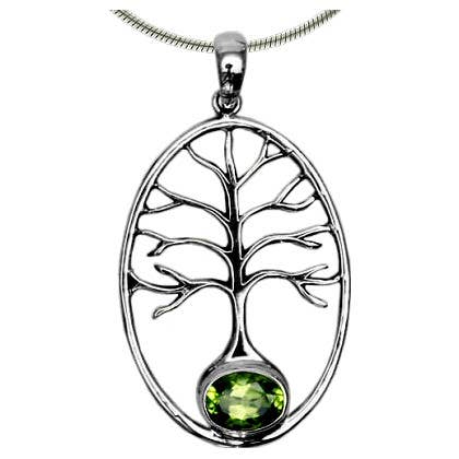 (667CPE) Tree of Life w/ Peridot Accent Pendant for wholesale by Vera Wolf